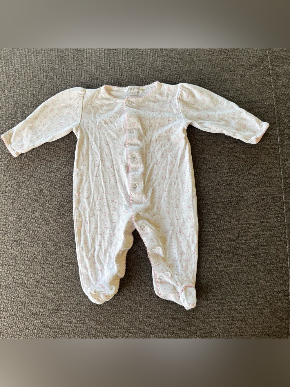 Kissy kissy Footed Pajama White Pink Elephants Baby Girl Size 0-3M Boutique